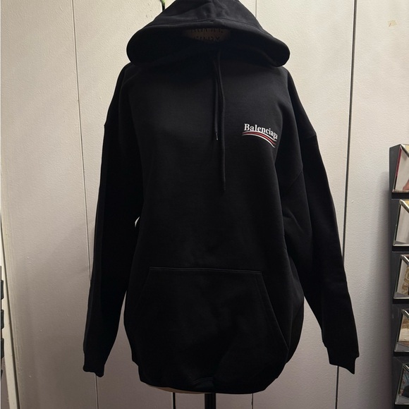 Balenciaga Sweaters - Balenciaga Unisex Small Black Hoodie with Logo